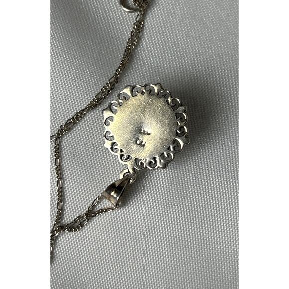 Beautiful Vintage Sterling Necklace With Faux Pearl, Measures 16" - Picture 3 of 3